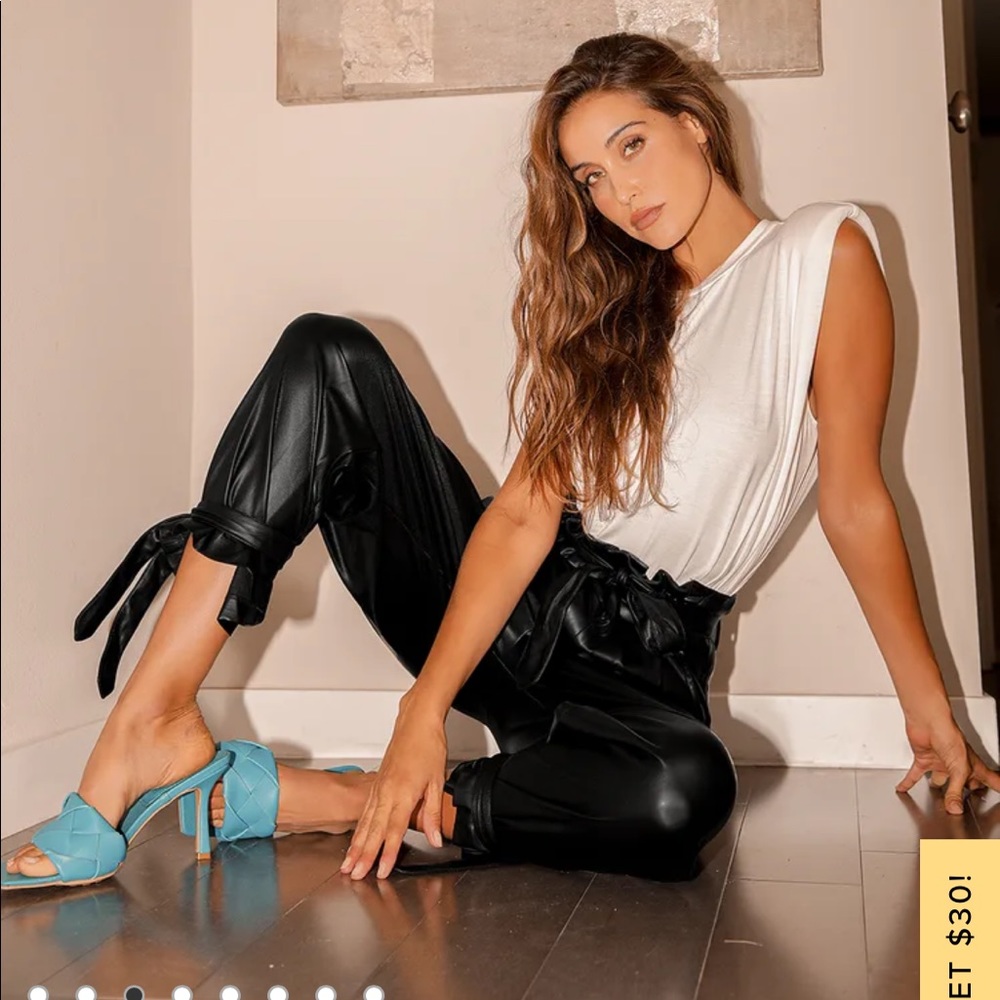 Lulus Vegan Leather Paperbag Waist Pants L